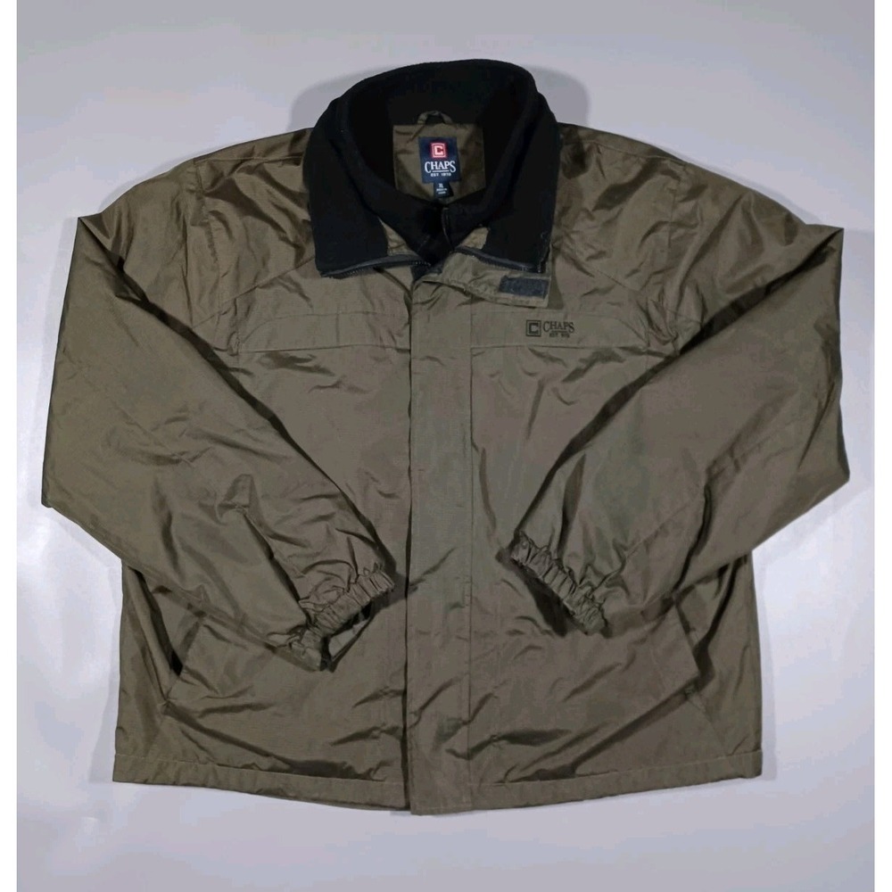 Chaps Jacket Mens XL Green Nylon Full Zip Fleece Lined Heavy‎ Weight